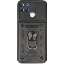 Store Mania Ieg™  Realme C25Y Kılıf Pars Lens Yüzüklü Silikon - Siyah