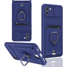 Store Mania Ieg™  Samsung Galaxy A03 Kılıf Zuma Kartvizitli Yüzüklü Silikon - Lacivert