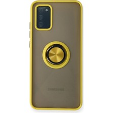 Store Mania Ieg™  Samsung Galaxy A02S Kılıf Montreal Yüzüklü Silikon Kapak - Sarı