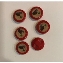 öztürk Yeşilbaş Ördek Bebe Düğmesi. 1.4cm. 6'lı Paket. Kırmızı.