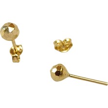 Genel 5mm Elmas Kesimli Top Küpe 14 Ayar Altın Hd Videolu