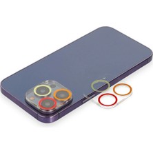 Store Mania Ieg™  Iphone 13 Pro Max Renkli Kamera Lens Koruma Cam - Turuncu-Kırmızı