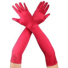 Store Mania Ieg™ Kırmızı Renk Dirseğe Kadar Uzun Kumaş Eldiven 40 cm