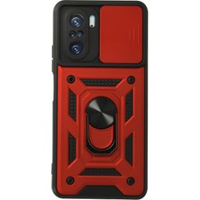 Store Mania Ieg™  Xiamoı Poco F3 Kılıf Pars Lens Yüzüklü Silikon - Kırmızı