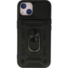 Store Mania Ieg™  Iphone 13 Kılıf Pars Lens Yüzüklü Silikon - Siyah