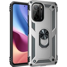 Store Mania Ieg™  Xiamoı Poco F3 Kılıf Sofya Yüzüklü Silikon Kapak - Gümüş