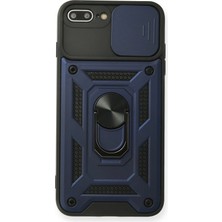 Store Mania Ieg™  Iphone 7 Plus Kılıf Pars Lens Yüzüklü Silikon - Lacivert