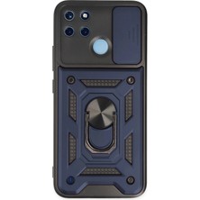 Store Mania Ieg™  Realme C25Y Kılıf Pars Lens Yüzüklü Silikon - Lacivert