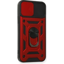 Store Mania Ieg™  Iphone 12 Pro Kılıf Pars Lens Yüzüklü Silikon - Kırmızı