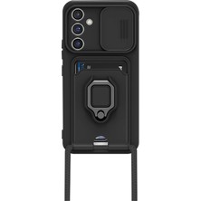 Store Mania Ieg™  Samsung Galaxy A56 Kılıf Zuma Kartvizitli Yüzüklü Silikon - Siyah