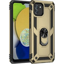 Store Mania Ieg™  Samsung Galaxy A03 Kılıf Sofya Yüzüklü Silikon Kapak - Gold