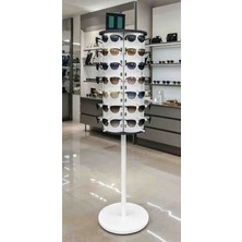 Upeka 50 Adet'li Demonte 360 Dönebilen Ahşap Ayak Metal Gövde 2 Aynalı Gözlük Standı 1.20X32CM