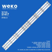 Weko 40DS500 F40S5916 L40F1B 37143 40'' Inç 3 Adet Tv LED Bar Takım