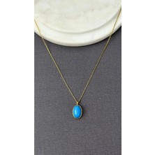 Wind Silver Aqua Oval Kolye 925 Ayar