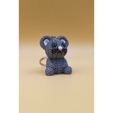 Rodopiva Örgü Desenli Bıyıklı Fare Anahtarlık (Plastik)