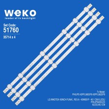 Weko 43PFL5602/F8 43PFL5622/F8 35714 43'' Inç 4 Adet Tv LED Bar Takım