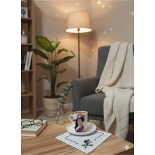 Rivelcandle Kahve Fincanı & Etamin Işlemeli Peçete Seti – Mor Zarafet