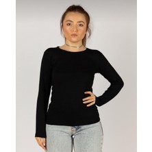 Urban Bold Kadın Uzun Kollu Siyah Likralı Bisiklet Yaka Body