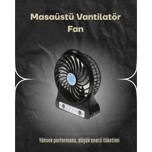 Store Mania Ieg™ Şarjlı USB Fan – Masaüstü Mini Vantilatör Taşınabilir Işıklı 3 Kademeli Sessiz