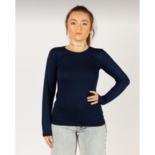 Urban Bold Kadın Uzun Kollu Lacivert Likralı Bisiklet Yaka Body