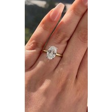 Wind Silver Oval Tek Taş Yüzük 925 Ayar Ayarlı