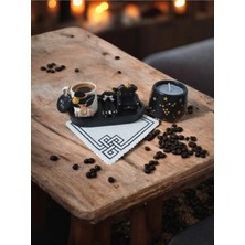 Rivelcandle El Yapımı Taş Tozu Türk Kahvesi Sunum Seti ve Mum Seti Yıldız Detaylı