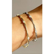 Wind Silver Özel Estetik Taşlı Bilezik 925 Ayar