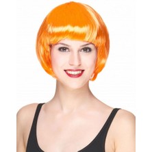 Store Mania Ieg™ Neon Turuncu Renk Açık Turuncu Küt Parti Peruğu Kısa Takma Saç