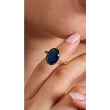 Wind Silver Lacivert Taşlı 3 Karat Ayarlı Yüzük 925 Ayar