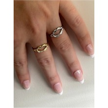 Wind Silver 925 Ayar Gümüş Gold Renk Düğüm Yüzük