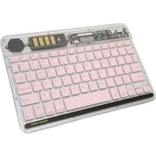 Store Mania Ieg™ ZR612 Rgb Şeffaf Pembe Bluethooth Klavye