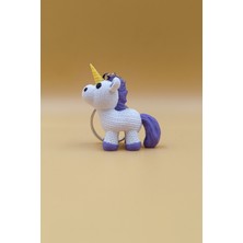 Rodopiva Örgü Desenli Mor Kuyruk Unicorn Anahtarlık (Plastik)