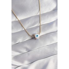 Shopwave 316L Çelik Gold Renk Mineli Nazar Model Kolye