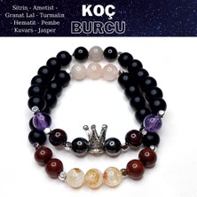 Herkimer Doğaltaş Orijinal Doğaltaş Koç Burcu Erkek Bileklik Kombini