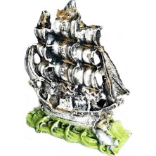 Promix Yunus Balıklı Yelkenli Gemi Akvaryum Dekoru 12 cm