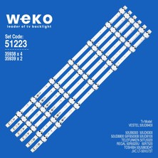 Weko 50FB5000B 50FD7300 50UB8300 17DLB50NER1 A/b 50'' Inç 6 Adet Tv LED Bar Takım