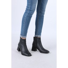 Lolyvibe Günlük Kullanım Topuklu Yandan Fermuarlı Siyah Kadın Bot