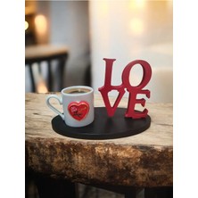 Rivelcandle Romantik Ahşap Standlı Türk Kahvesi Fincan Seti