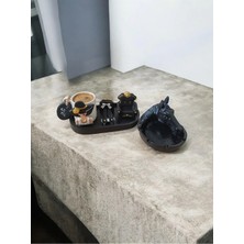 Rivelcandle El Yapımı Fincan ve Dekoratif At Küllük Seti 1 Kişilik