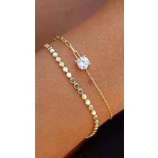 Wind Silver Tek Taş ve Top Top Bilekliğin Buluşumu 925 Ayar