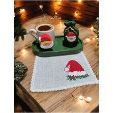 Rivelcandle El Yapımı Etamin Peçeteli Noel Baba Türk Kahvesi Fincan ve Sunum Seti