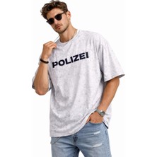 Velmora Fashion Erkek Asit Yıkamalı Oversize Tişört Ön ve Arkası Baskılı %100 Pamuk Street Style T-Shirt - Beyaz