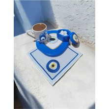 Rivelcandle 🧿 Nazar Boncuklu Kahve Fincan Takımı & Etamin Peçete Seti - 1 Kişilik