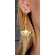 Wind Silver Ginkgo Biloba Küpe 925 Ayar