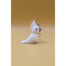 Rodopiva Örgü Desenli Beyaz Papağan Anahtarlık (Plastik)