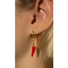 Wind Silver Kırmızı Biber Küpe 925 Ayar