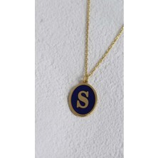 Wind Silver Lacivert Mineli Kolye Harfini Seç 925 Ayar