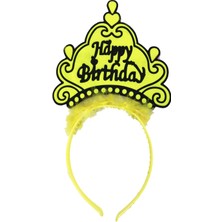 Skygo Happy Birthday Neon Sarı Renk Doğum Günü Tacı 24x15 cm