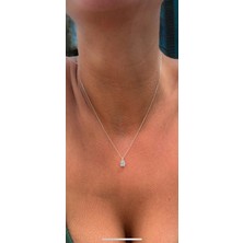 Wind Silver Beyaz Elmas Kesim Damla Kolye 925 Ayar