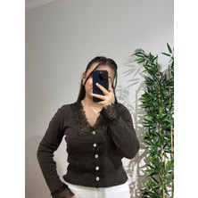 Strength Wear Kahverengi Dantel Detaylı Hırka